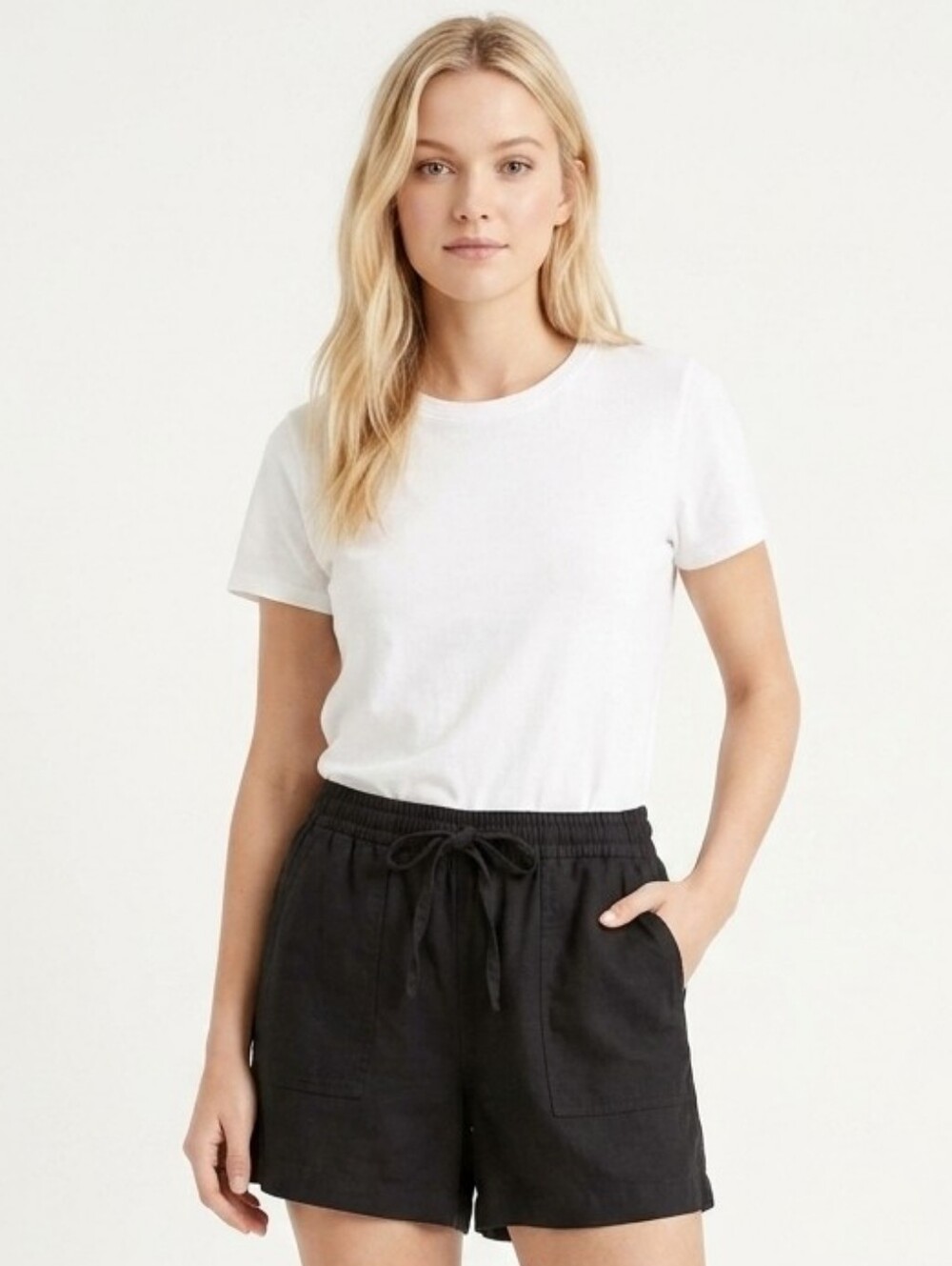J.Crew Linen-blend pull-on short Black Medium AX922
